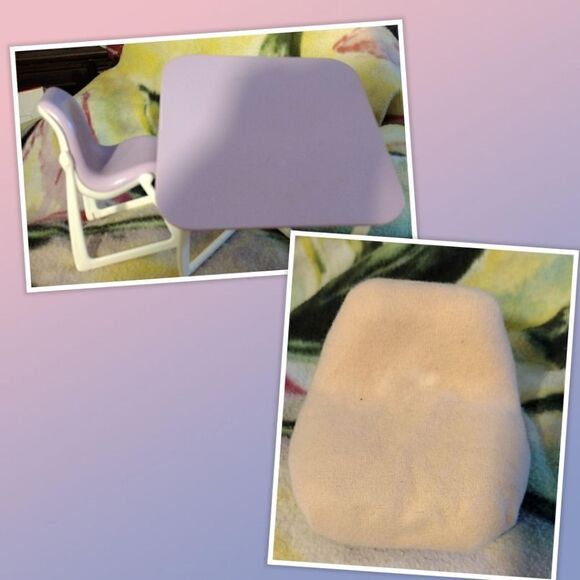 Vintage Mattel Barbie 1977 Pink Mod Chair VTG Barbie Dream House Table Top With - Picture 1 of 5